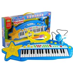 LeanToys Duży Keyboard 37 Klawiszy MP3 + Mikrofon Niebieski LEAN Toys 14255170 5905884457658