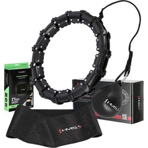 HMS ZESTAW HULA HOP HHW11 BLACK Z WYPUSTKAMI I OBCIĄŻNIKIEM + PAS BR163 BLACK PLUS SIZE HMS 14274675 5907695557695