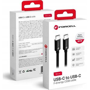 Kabel USB ForCell FORCELL F-ENERGY C338 kabel Typ C do Typ C PD QC4.0 3A 60W 1 m czarny 14295143 5903396219641
