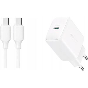 Ładowarka Joyroom Ładowarka Joyroom JR-TCF20 sieciowa USB-C PD 20W - biała + kabel USB-C / USB-C 1m 14295462 6956116723118