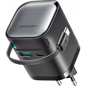 Ładowarka Joyroom Ładowarka GaN Joyroom JR-TCL02 65W USB-A USB-C z wbudowanym kablem USB-C - czarna 14397123 6956116714475