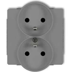 Karlik Gniazdo podwójne Deco z/u szary mat (27DGPR-2z)