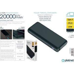 Powerbank Platinet PLATINET POWER BANK 20 000 MAH PD65W QUICK CHARGE BLACK [45871]