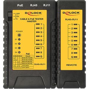 Delock Tester przewodów RJ45 / RJ12 / PoE (86107) 953206 4043619861071