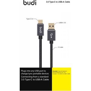 Kabel USB Budi USB-A - USB-C 1.2 m Czarny (BD178T)