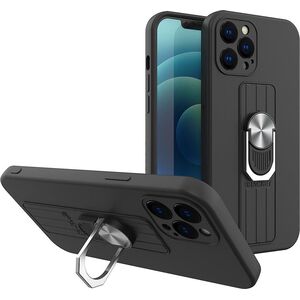 Hurtel Ring Case silikonowe etui z uchwytem na palec i podstawką do Xiaomi Redmi 9C czarny