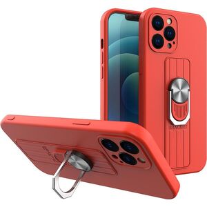 Hurtel Ring Case silikonowe etui z uchwytem na palec i podstawką do Xiaomi Redmi 9C czerwony