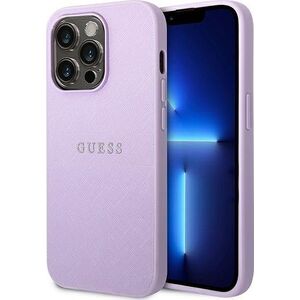 Guess Guess Saffiano Metal Logo Stripes - Etui iPhone 14 Pro (liliowy)