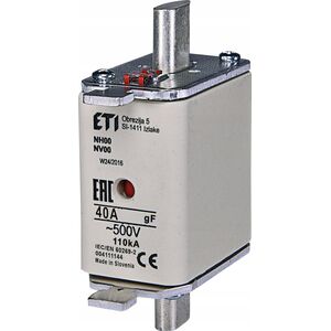 Etipo Wkładka topikowa ETI Polam NH00/WT-00 004111144 gF 40A 500V G przemysłowa szybka