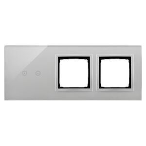 Kontakt-Simon Panel dotykowy Kontakt-Simon 54 Touch DSTR3200/71 trzy moduły dwa pola dotykowe poziome otwór na osprzęt otwór na osprzęt srebrna mgła