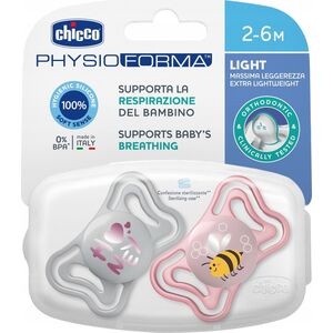 Chicco Smoczek uspokajający silikonowy PhysioForma LIGHT różowy 2-6M CHICCO /2szt.