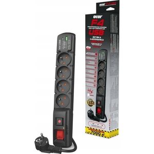 Listwa zasilająca Acar LISTWA ZASILAJĄCA ACAR F4 USB A+C 1.5M 4X 230V PL PD 3.0 QC CZARNA