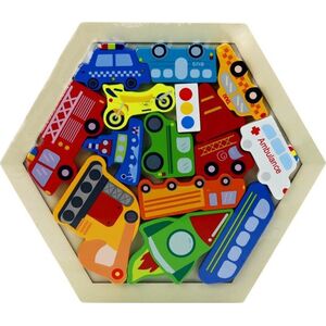 LeanToys Puzzle Układanka Pojazdy Rakieta Klocki Drewniane Kolorowe 15 ele.