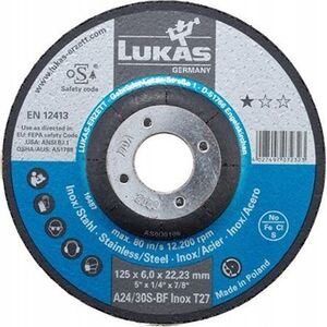 Techniflex LUKAS TARCZA DO SZLIFOWANIA 125mm x 6,0mm A24X-BF** INOX