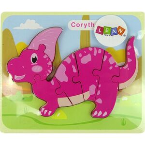 LeanToys Drewniane Puzzle Dinozaur Corythosaurus Różowy