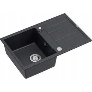 Zlewozmywak GraniteQ MORGAN 111 GraniteQ zlewozmywak black diamond z syfonem Push To Open 1-komorowy z/o / elementy stal szlachetna