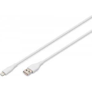 DIGIT USB Silicone charging cable, USB-A - Lightning 2m, USB 2.0, 12W, white