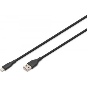 DIGIT USB Silicone charging cable, USB-A - Lightning 2m, USB 2.0, 12W, black