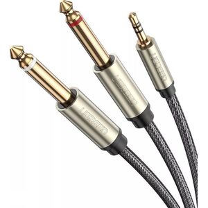 Kabel Ugreen Jack 3.5mm - Jack 6.3mm x2 3m szary (UGR545GRY)