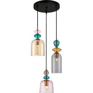 Lampa wisząca Italux Italux Namos PND-27092-3A-MC-BRO lampa wisząca zwis nowoczesna modern metalowa szklany klosz miska 3x40W E27 czarna/multikolor