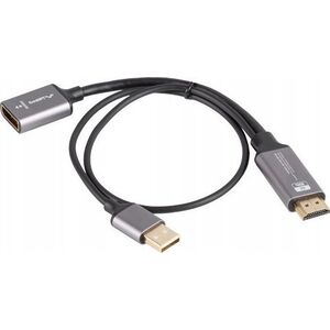 Lanberg Kabel adapter Lanberg HDMI (M) -> Displayport (F) 4K na kablu 20cm srebrny