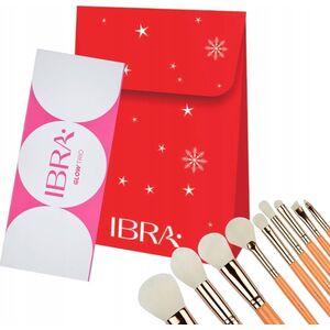 Ibra IBRA_SET pedzle do makijażu 9szt. + paleta 3 rozświetlaczy Glow Trio + Torebka prezentowa