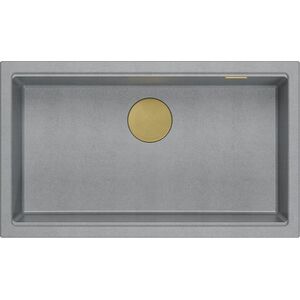 GraniteQ LOGAN 110 νεροχύτης GraniteQ ασημί πέτρινος νεροχύτης 76x44x23,5 cm 1-μπολ σε εσοχή με χειροκίνητο σιφόνι χρυσό 12945711 5905505500107