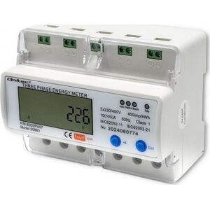 Miernik zużycia energii Qoltec na szynę DIN | trójfazowy elektroniczny licznik | 400V | LCD | Wi-Fi