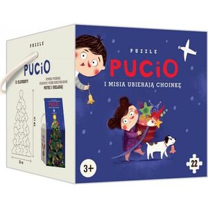 Nasza Księgarnia Pucio i Misia ubierają choinkę. Puzzle zabawka. Nasza księgarnia