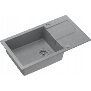 Zlewozmywak GraniteQ CHRISTIAN 136 XL zlewozmywak granitowy 1-komorowy szary (78x45x18,5) z zaślepką i odpływem szarym (komora 45x38 cm)