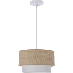 Lampa wisząca Candellux Ritana Lampa Wisząca Biały 1X60 E27 Abażur Beżowy+Biały