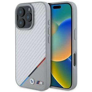 Original Case IPHONE 16 PRO BMW Hardcase M Carbon Tricolor Line MagSafe (BMHMP16L23PUDTS) gray 3666339312046