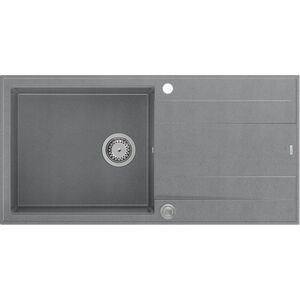 Zlewozmywak GraniteQ EVAN 146 XL GraniteQ zlewozmywak z syfonem Push 2 Open 1-komorowy z/o (1000x500x210| kom. 420x480) silver stone / elementy stalowe