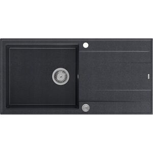 Zlewozmywak GraniteQ EVAN 146 XL GraniteQ zlewozmywak z syfonem Push 2 Open 1-komorowy z/o (1000x500x210| kom. 420x480) black diamond / elementy stalowe
