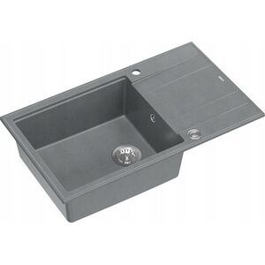 Zlewozmywak GraniteQ EVAN 136 XL GraniteQ zlewozmywak z syfonem Push To Open 1-komorowy z/o (860x500x210| kom. 420x490) silver stone / elementy stalowe