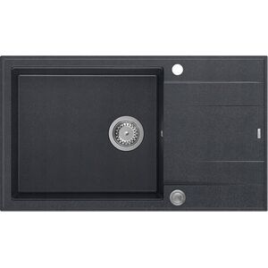 Zlewozmywak GraniteQ EVAN 136 XL GraniteQ zlewozmywak z syfonem Push To Open 1-komorowy z/o (860x500x210| kom. 420x490) black diamond / elementy stalowe