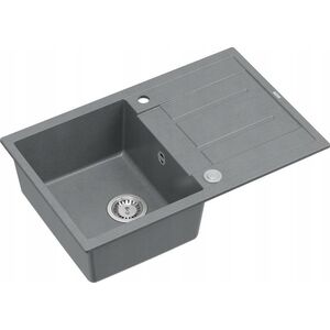 Zlewozmywak GraniteQ MORGAN 111 GraniteQ zlewozmywak silver stone z syfonem Push To Open 1-komorowy z/o/ elementy stal szlachetna