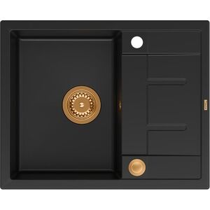 Zlewozmywak GraniteQ MORGAN 116 GraniteQ zlewozmywak pure carbon z syfonem Push To Open kol. miedziany 1-komorowy z/o + zaczepy 4 szt