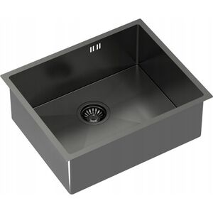 Zlewozmywak GraniteQ Quadron | ANTHONY | stalowy zlewozmywak kuchenny GRAFIT PVD | wymiary: 54 x 44 x 19 cm | 1-komorowy wpuszczany | podbudowa szafki: od 60 cm