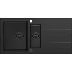 Zlewozmywak GraniteQ EVAN 156 GraniteQ zlewozmywak z syfonem Push To Open 1,5-komorowy z/o (1000x500x210| kom. 420x480) pure carbon / elementy pure carbon