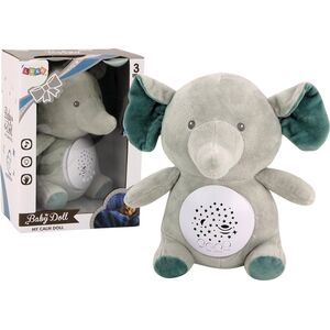 LeanToys Miś Słonik Usypiający Melodie Światła Projektor Gwiazd Siwy