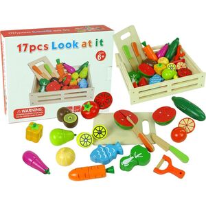 LeanToys Drewniany Zestaw do Krojenia Owoców i Warzyw