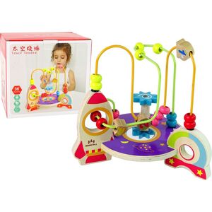LeanToys Edukacyjna Drewniana Przeplatanka Rakieta Labirynt Space