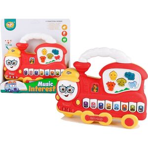 Interaktywne Pianinko Lokomotywa Dźwięk Zwierzątka Odgłosy Pojazdów Melodie Czerwony LEAN Toys
