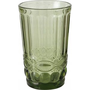 Ozdobna szklanka z zielonego szkła, AURORA, 300 ml