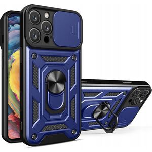Etui Hybrid Armor Camshield na iPhone 16 Pro pancerne z osłoną na aparat z podstawką - niebieskie