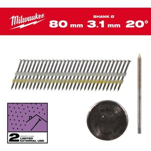 Milwaukee MILWAUKEE GWOŹDZIE PIERŚCIENIOWE 2.8 x 80mm /1750szt. DO M18 FFN21 GALWANIZOWANE