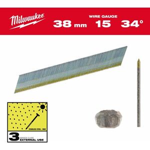 Milwaukee MILWAUKEE SZTYFTY WYKOŃCZENIOWE, 15G, GŁOWA TYPU D 38mm INOX DO M18 CN15GA /2500szt.