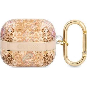 Guess Etui ochronne Paisley Strap Collection do AirPods 3 złote