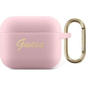 Guess Etui ochronne GUA3SSSI Silicone Vintage Script do AirPods 3 różowe